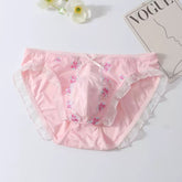 Fancy Frilly Floral Satin Men's Panties - Cissify